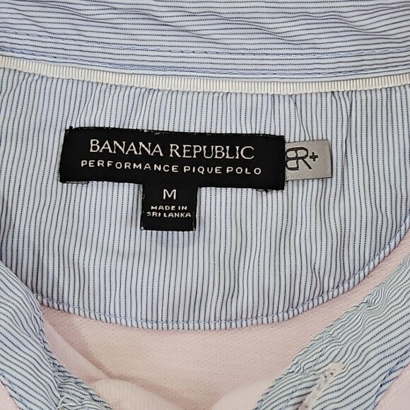 Banana Republic Performance Pique Polo Golf Tennis Shirt Men's M Medium Pink EUC - Picture 8 of 14